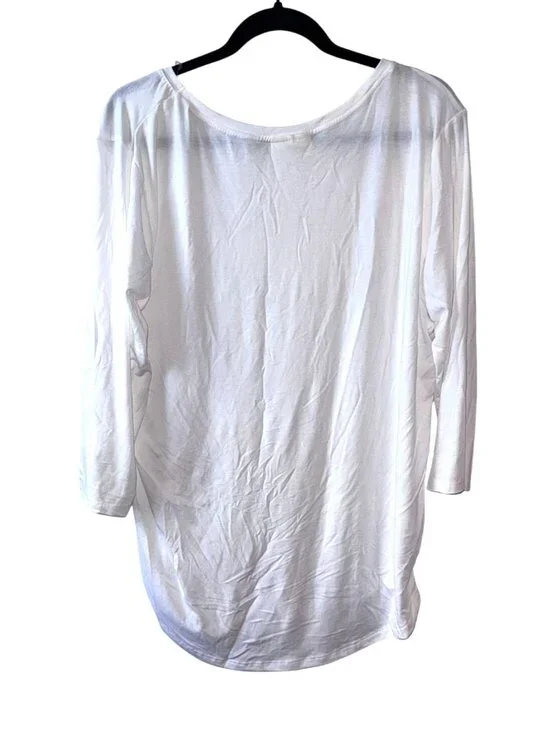 Bobbie Brooks Plus Size White Tunic Top 3/4 Sleeve 1X Cotton Blend Relaxed Fit - Picture 4 of 6